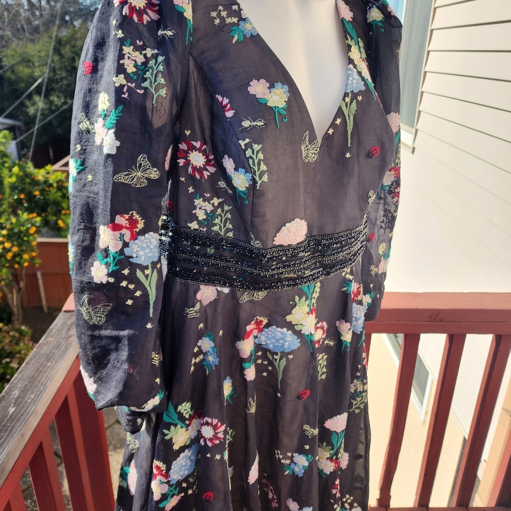 MAC DUGGAL ✨ Long Sleeve Dress, Wedding Guest | black embroidery flowers - Picture 9 of 14
